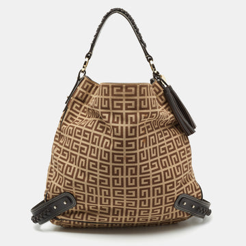 Givenchy Beige/Brown Signature Canvas and Leather Hobo