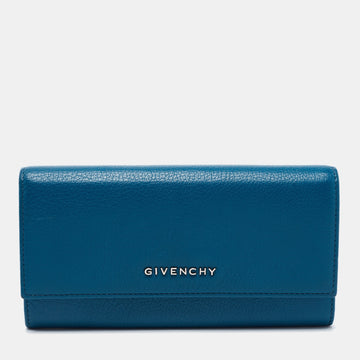 Givenchy Teal Leather Pandora Flap Continental Wallet