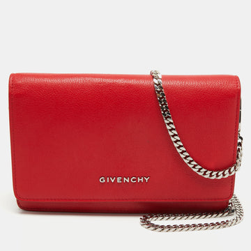 Givenchy Red Leather  Pandora Wallet on Chain