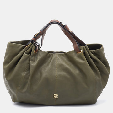 Givenchy Olive Green/Brown Leather Oversized Hobo
