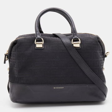 Givenchy Black Monogram Canvas and Leather Zip Satchel