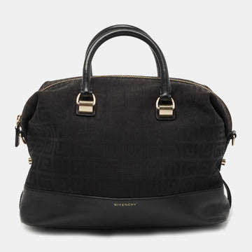 Givenchy Black Monogram Canvas and Leather Zip Satchel