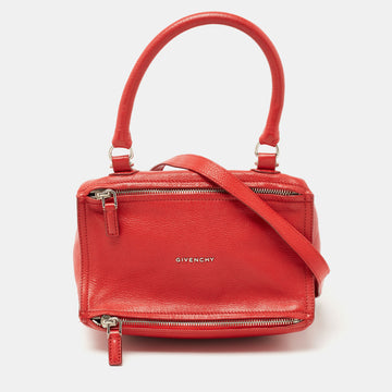 GIVENCHY Red Leather Small Pandora Messenger Bag