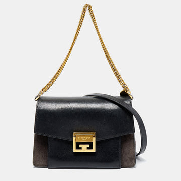 GIVENCHY Black Leather and Suede Small GV3 Shoulder Bag
