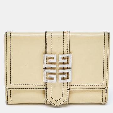 GIVENCHY Beige Leather Flap Compact Wallet