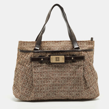 GIVENCHY Brown/Beige Monogram Fabric and Patent Leather Tote