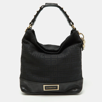 GIVENCHY Black Monogram Canvas and Leather Bucket Hobo