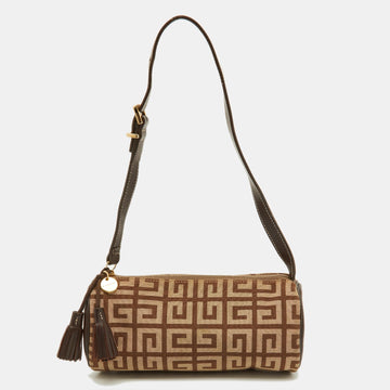 GIVENCHY Beige/Brown Monogram Canvas and Leather Bag