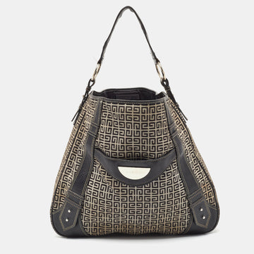 GIVENCHY Grey/Black Monogram Canvas And Leather Hobo