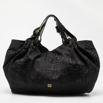 GIVENCHY Black Monogram Canvas and Leather Hobo