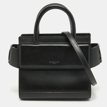 GIVENCHY Black Leather Nano Horizon Crossbody Bag
