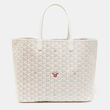 Goyard White/Pink Goyardine Coated Canvas and Leather Saint Louise Claire Voie PM Tote