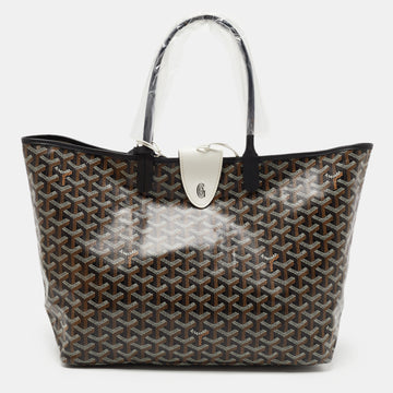 Goyard Black Goyardine Coated Canvas and Leather Saint Louis PM Tote with Magnetic Cuir Clasp