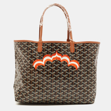 GOYARD Brown ine Coated Canvas and Leather Saint Louis PM Tote
