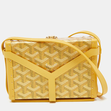 GOYARD Yellow/Gold Coated Canvas and Leather Minaudiere Trunk Bag