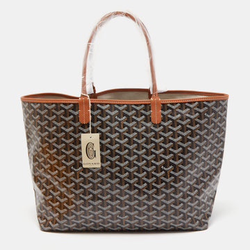 GOYARD Brown/Black ine Coated Canvas and Leather Saint Louis PM Tote