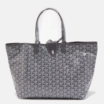 GOYARD Grey ine Coated Canvas and Leather Saint Louis PM Tote w/Bag Clip