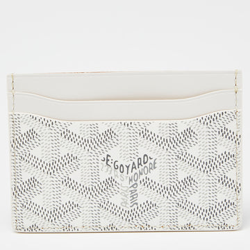 GOYARD White ine Coated Canvas and Leather Saint Sulpice Card Holder