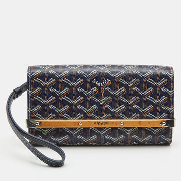 GOYARD Navy Blue ine Coated Canvas and Leather Mini Monte Carlo Phone Case