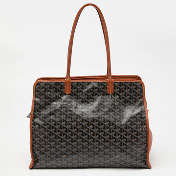 GOYARD Brown ine Coated Canvas and Leather Hardy PM Tote