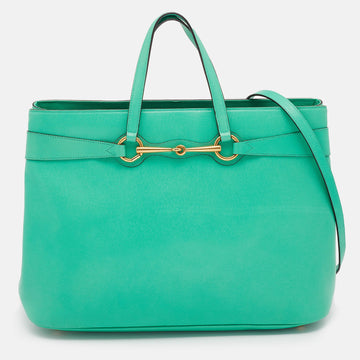 Gucci Green Leather Large Bright Bit Tote