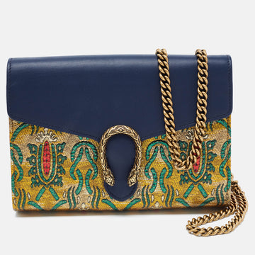 Gucci Multicolor Coated Brocade Fabric and Leather Dionysus Wallet On Chain