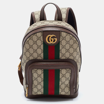 Gucci Beige/Ebony GG Supreme Canvas and Leather Small Ophidia Backpack