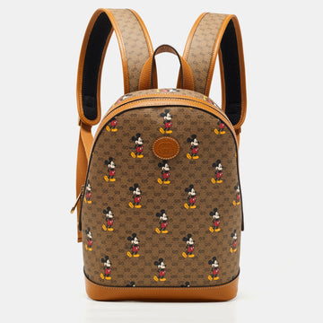 Gucci x Disney Tan/Beige Mickey Print GG Supreme Canvas Small Backpack