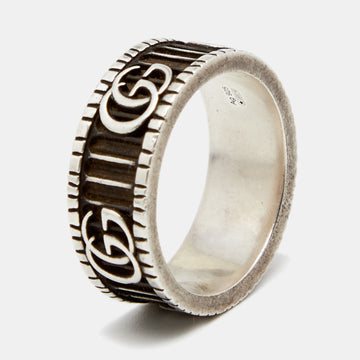 Gucci Double G Bicolor Silver Band Ring Size 54