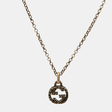 GUCCI Interlocking GG Sterling Silver Pendant Necklace