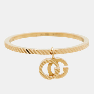 Gucci GG Running 18k Yellow Gold Charm Ring Size 56