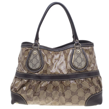 Gucci Brown Coated Canvas Monogram Crytal Mix Tote