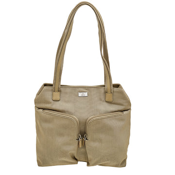 Gucci Beige Canvas and Leather Double Pocket Tote