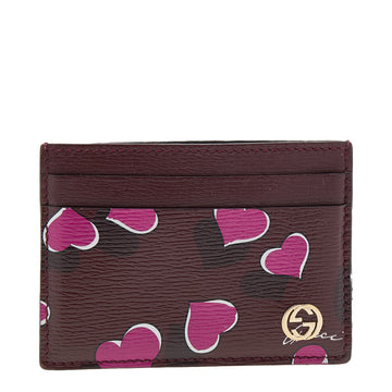 Gucci Burgundy Leather Heartbeat Print Card Holder