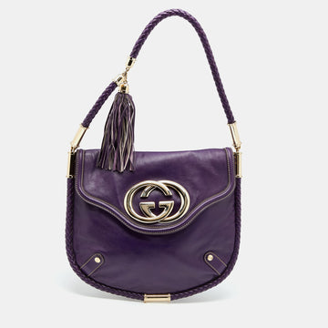 Gucci Purple Leather Medium Britt Shoulder Bag