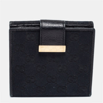 Gucci Black GG Canvas and Leather French Wallet