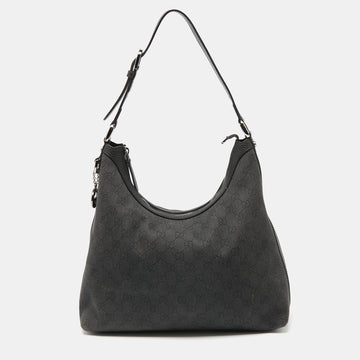 Gucci Grey/Black GG Canvas and Leather Hobo