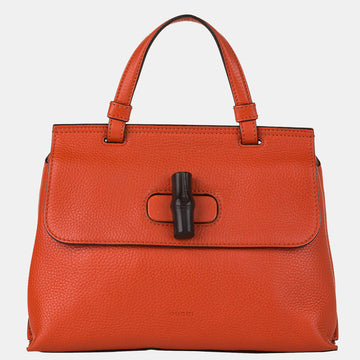 Gucci Orange Bamboo Daily Leather Satchel