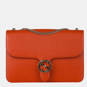 Gucci Orange Interlocking G Leather Crossbody Bag