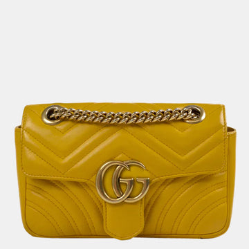 GUCCI Marmont Mini Shoulder bag in Yellow Leather