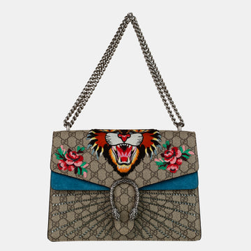 Gucci Beige/Brown/Multi Color GG Supreme Angry Cat Dionysus Shoulder Bag