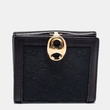Gucci Black GG Canvas And Leather Bifold Wallet