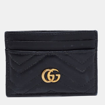Gucci Black Matelasse Leather GG Marmont Card Holder