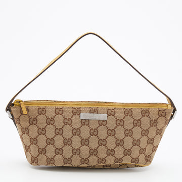 Gucci Beige/Yellow GG Canvas And Leather Boat Baguette