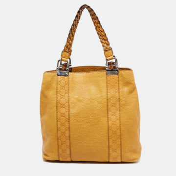 Gucci Yellow Guccissima Leather Large Bamboo Bar Tote