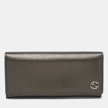 Gucci Dark Grey Leather GG Marmont Long Bifold Wallet