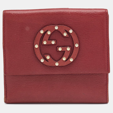 Gucci Burgundy Leather GG Interlocking French Wallet