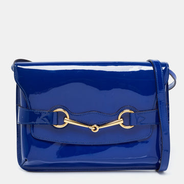 Gucci Blue Patent Leather Bright Bit Crossbody Bag
