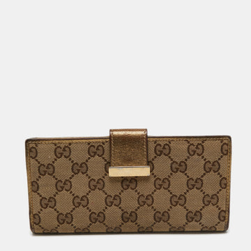 Gucci Beige GG Canvas and Leather Wallet