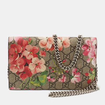 Gucci Multicolor GG Blooms Supreme Coated Canvas and Leather Wallet On Chain